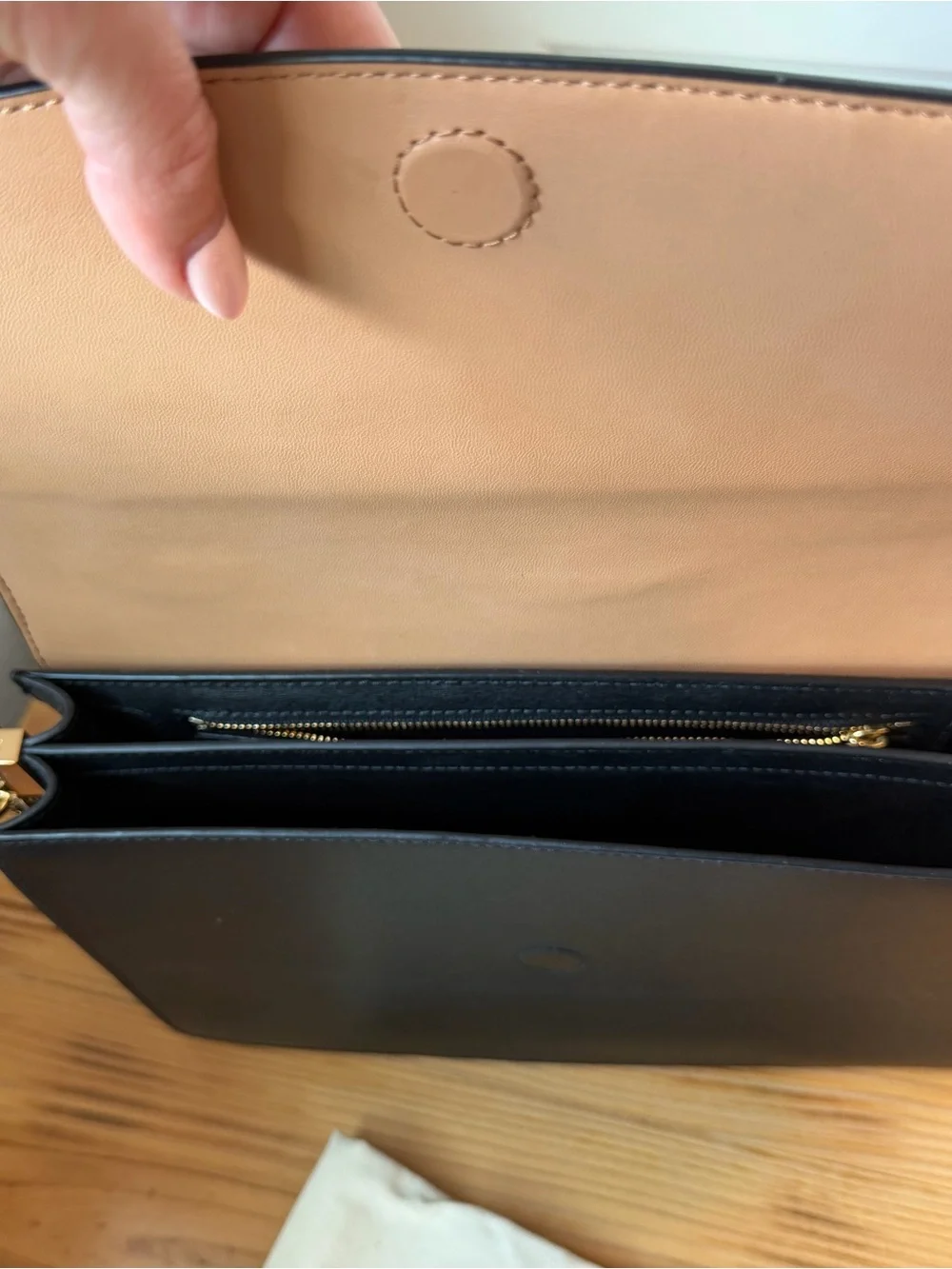Tory Burch Black Leather Shoulder Bag with Gold Chain Strap